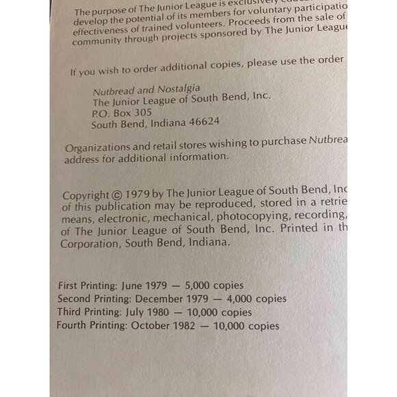 Nutbread and Nostalgia Cookbook 1979 Junior League of South Bend Vintage Region - Picture 7 of 9